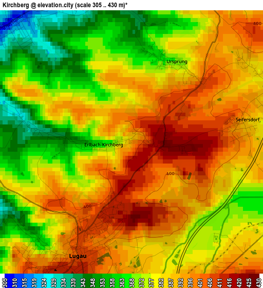 Kirchberg elevation map