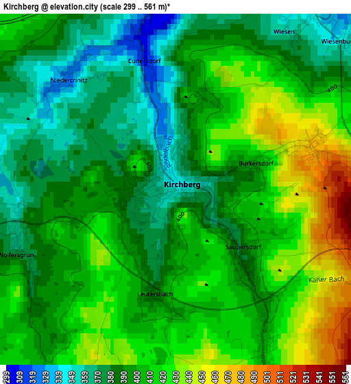 Kirchberg elevation map