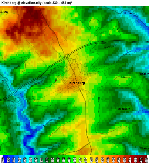 Kirchberg elevation map