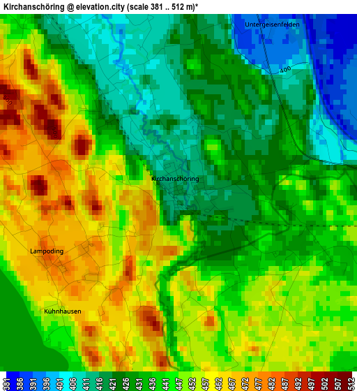 Kirchanschöring elevation map