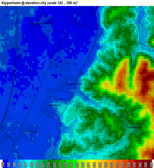 Kippenheim elevation map