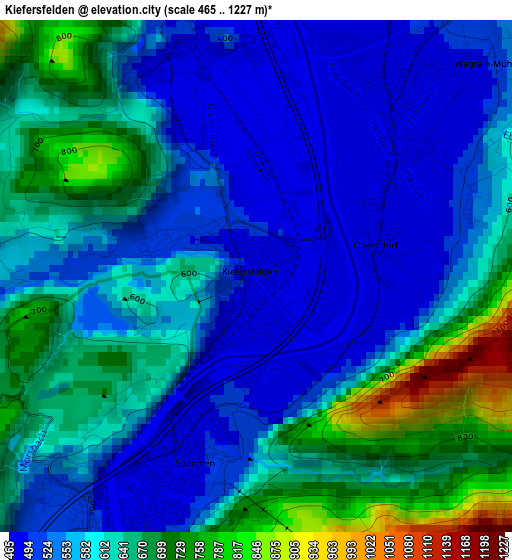 Kiefersfelden elevation map