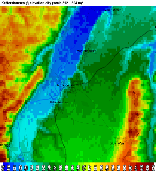 Kettershausen elevation map