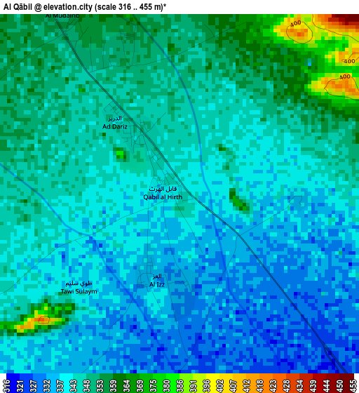 Al Qābil elevation map