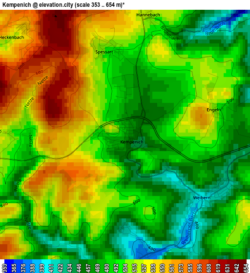 Kempenich elevation map