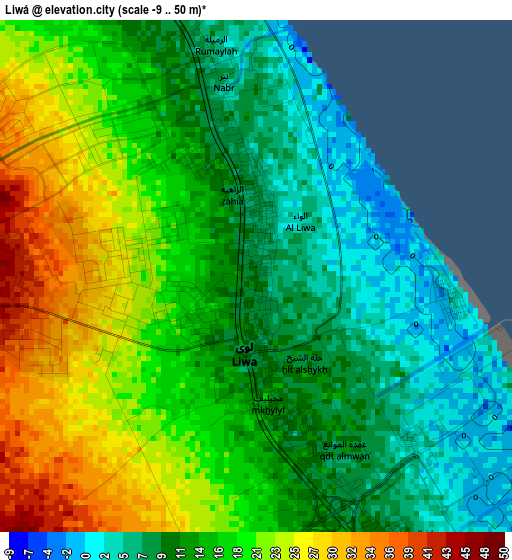 Liwá elevation map