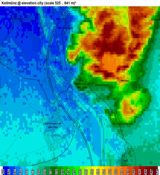 Kellmünz elevation map