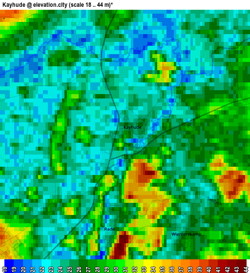 Kayhude elevation map