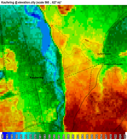 Kaufering elevation map