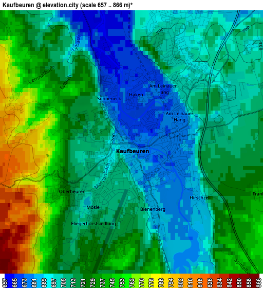 Kaufbeuren elevation map