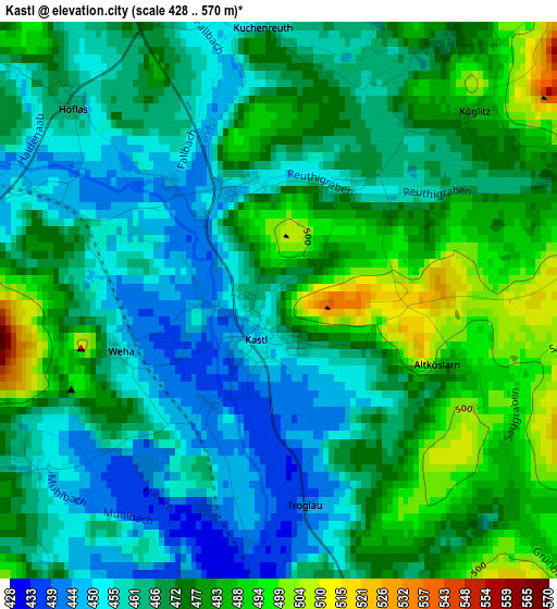 Kastl elevation map