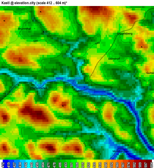 Kastl elevation map