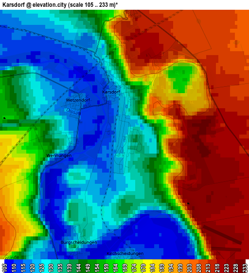 Karsdorf elevation map