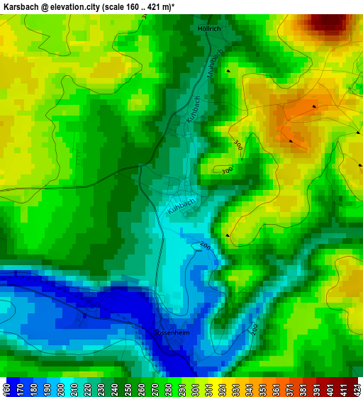 Karsbach elevation map