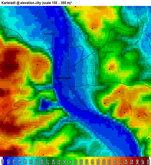 Karlstadt elevation map