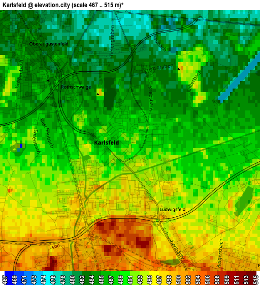 Karlsfeld elevation map