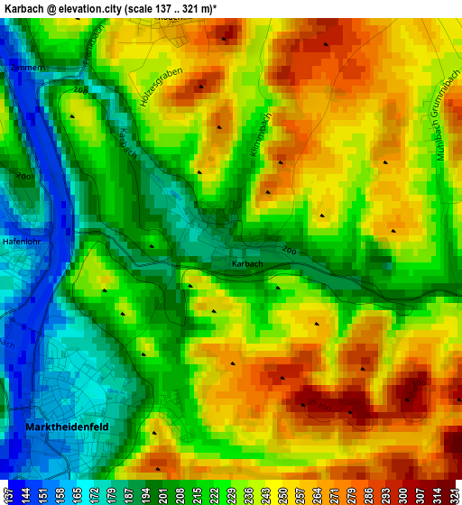 Karbach elevation map