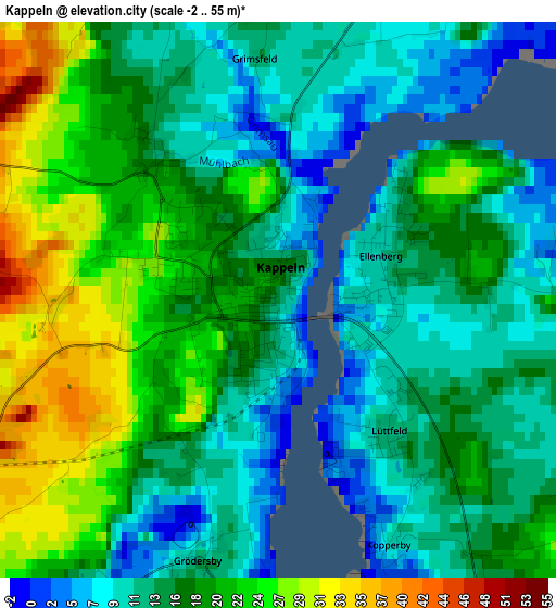 Kappeln elevation map