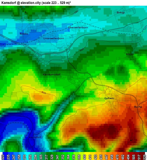 Kamsdorf elevation map