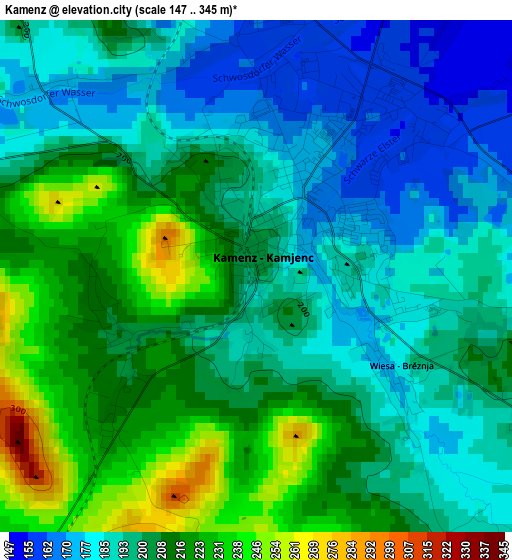 Kamenz elevation map