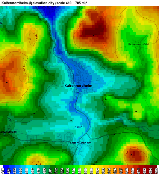 Kaltennordheim elevation map