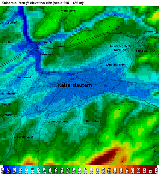 Kaiserslautern elevation map