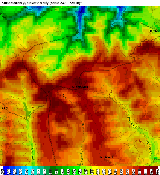 Kaisersbach elevation map