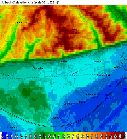 Julbach elevation map