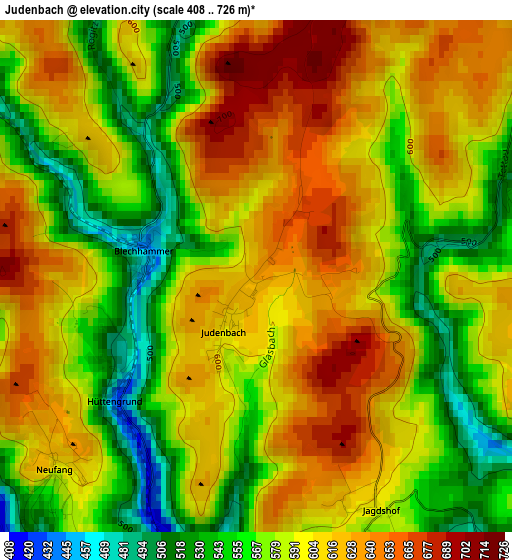 Judenbach elevation map