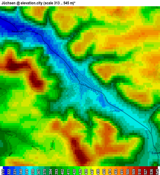 Jüchsen elevation map