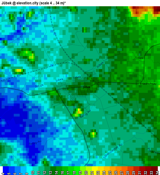 Jübek elevation map