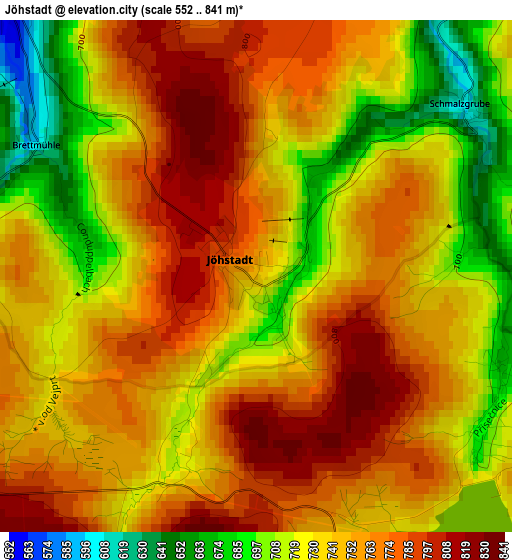 Jöhstadt elevation map