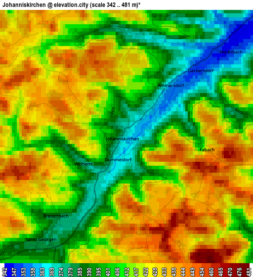 Johanniskirchen elevation map