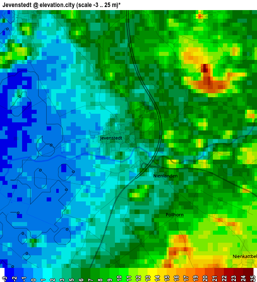 Jevenstedt elevation map