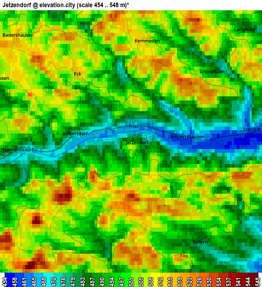 Jetzendorf elevation map