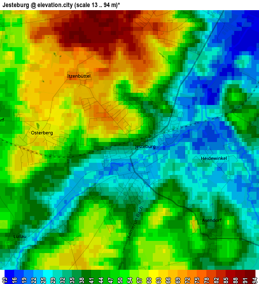 Jesteburg elevation map