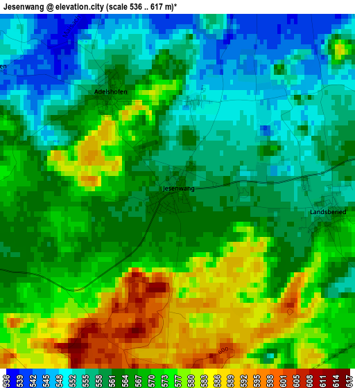 Jesenwang elevation map