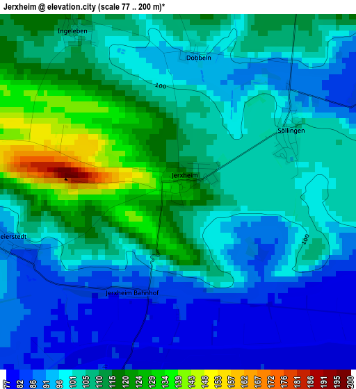 Jerxheim elevation map