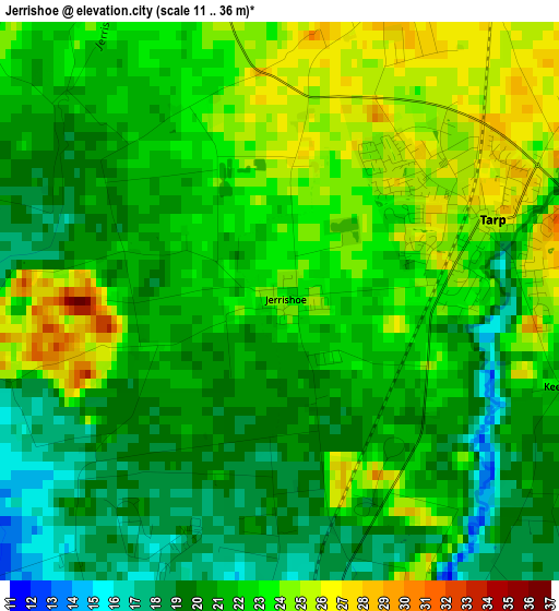 Jerrishoe elevation map