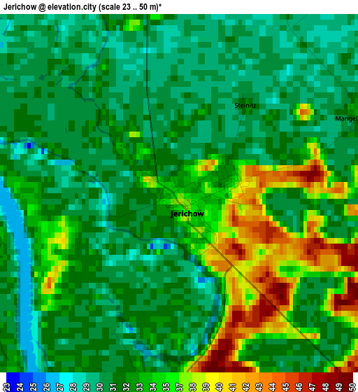 Jerichow elevation map