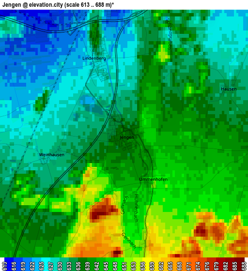 Jengen elevation map