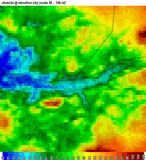 Jävenitz elevation map