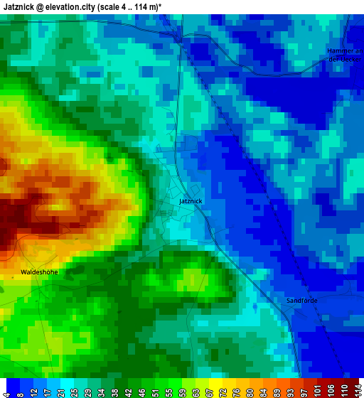 Jatznick elevation map