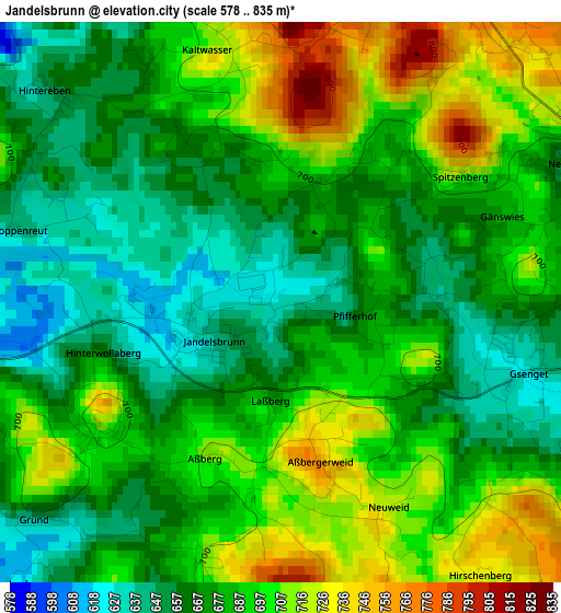 Jandelsbrunn elevation map