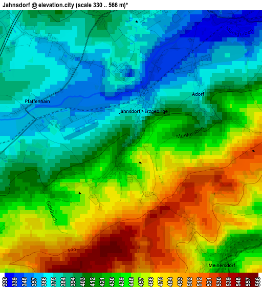 Jahnsdorf elevation map