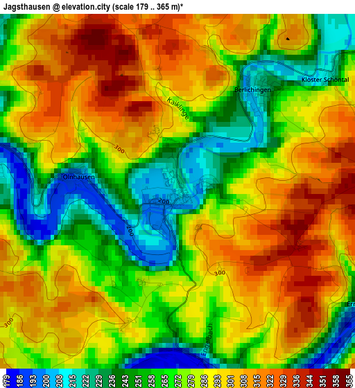 Jagsthausen elevation map