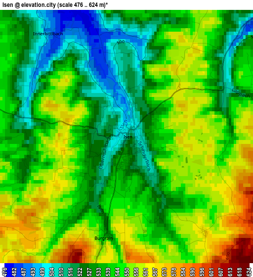 Isen elevation map