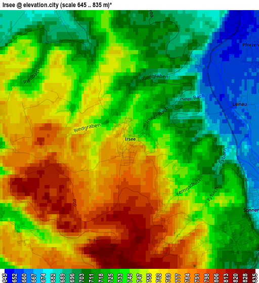 Irsee elevation map