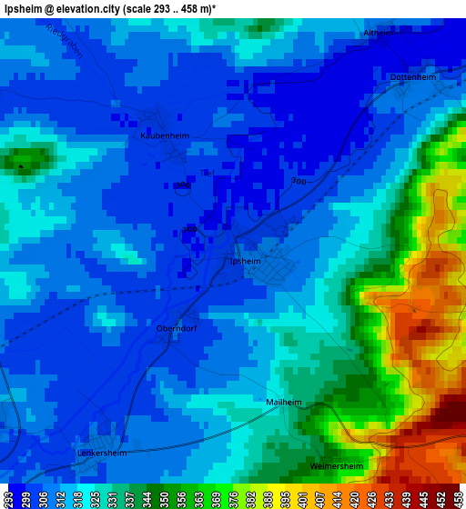 Ipsheim elevation map