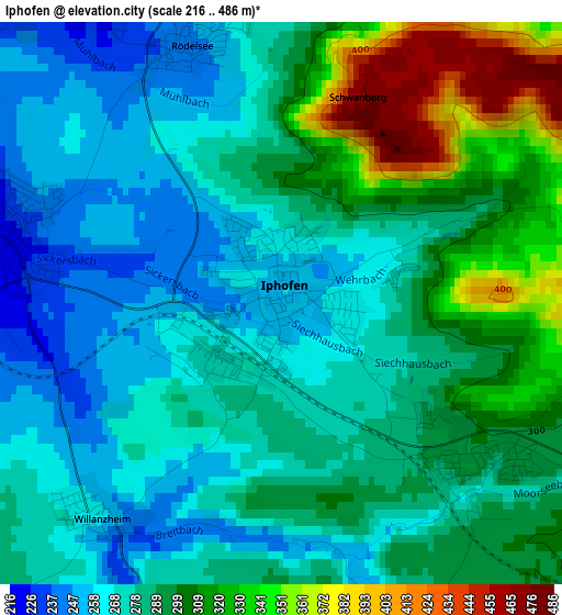 Iphofen elevation map